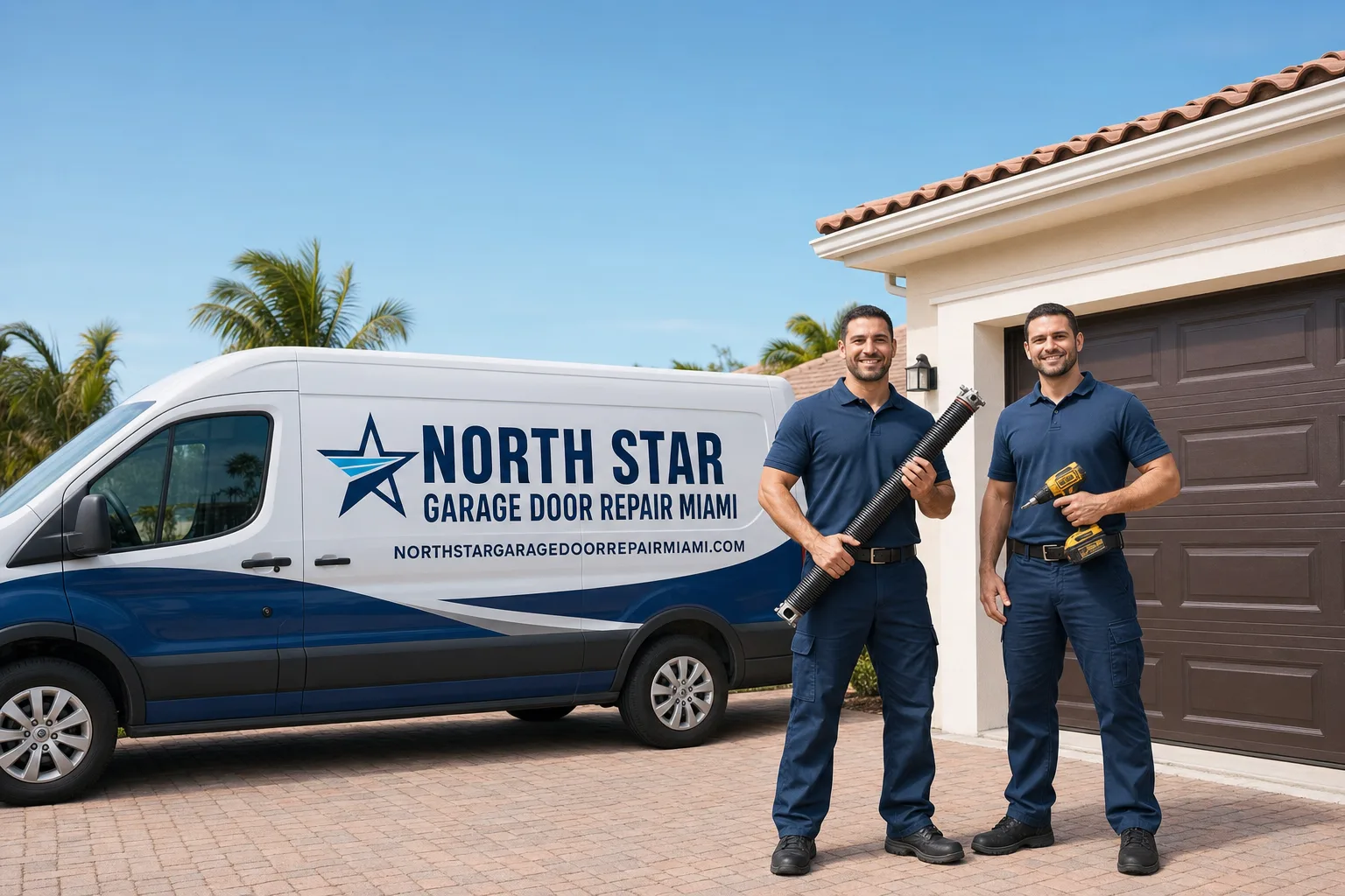 North Star Garage Door Repair Miami service vehicle and crew in Miami, FL